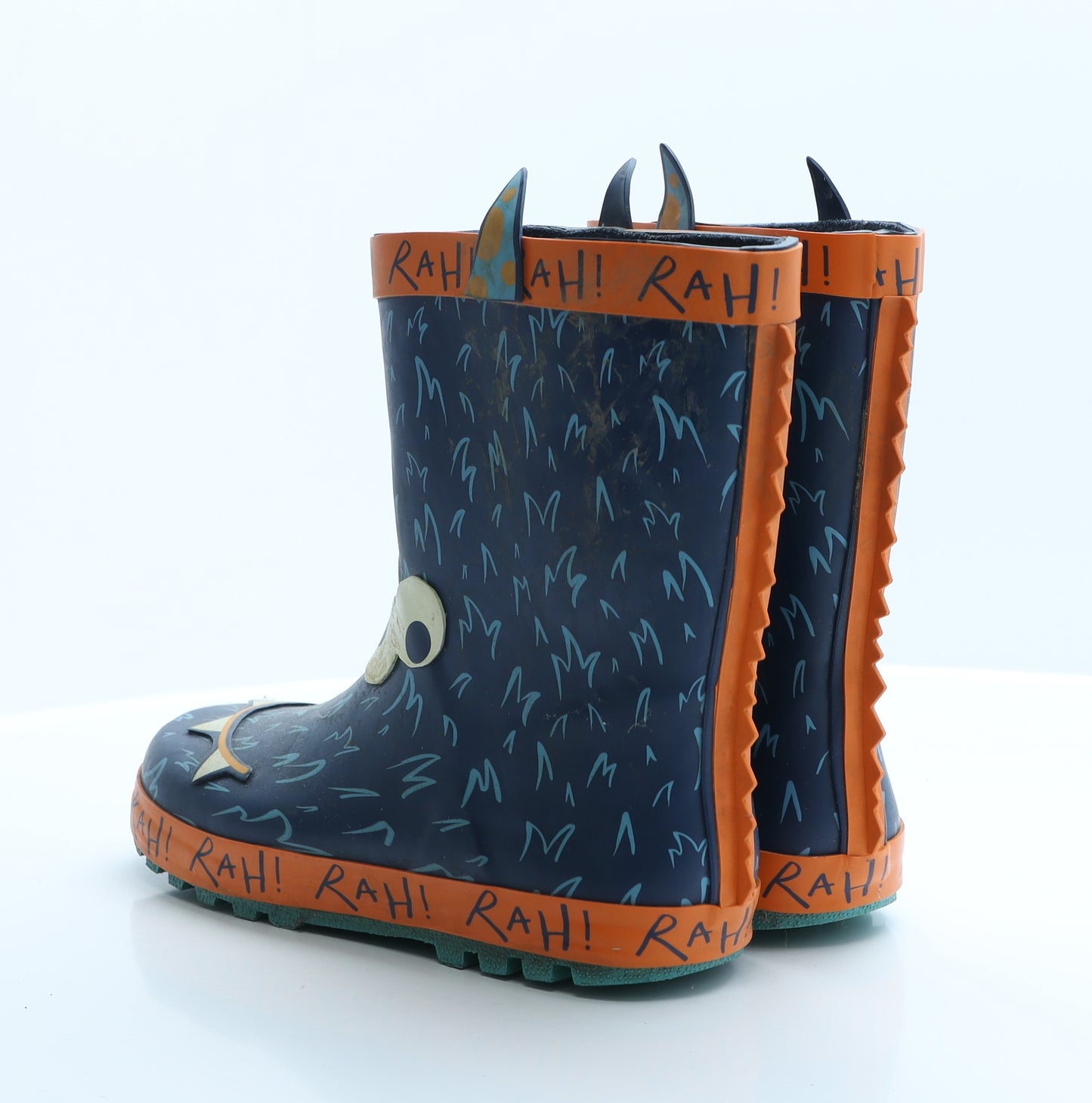 TU Boys Blue Geometric Rubber Wellies Boot 5   - Dinosaur RAH!