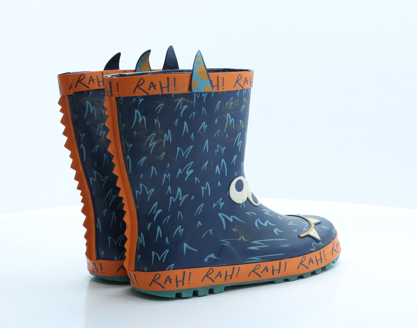 TU Boys Blue Geometric Rubber Wellies Boot 5   - Dinosaur RAH!