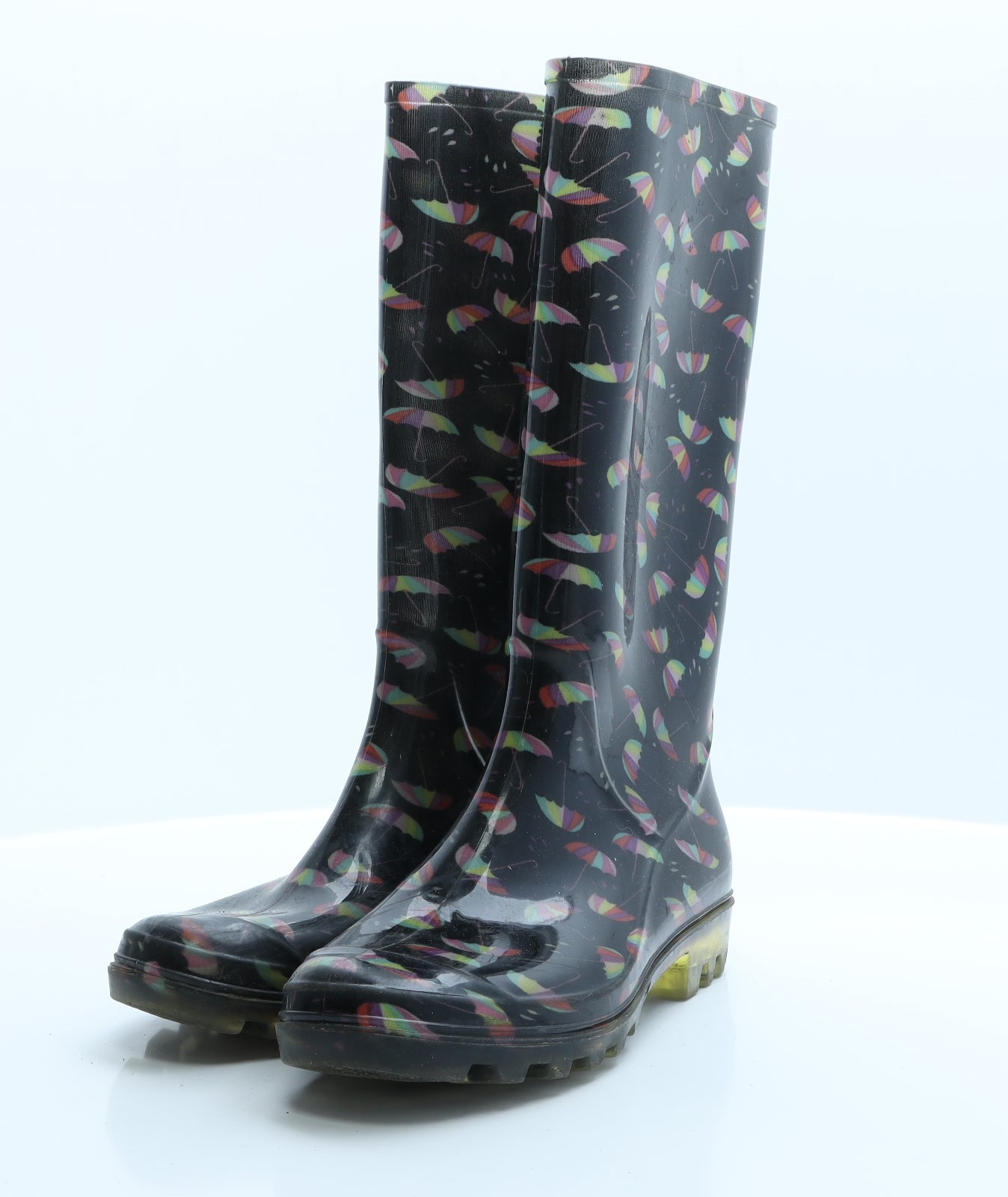 Primark Womens Black Geometric Rubber Wellies Boot 5 EUR 38  - Umberellas