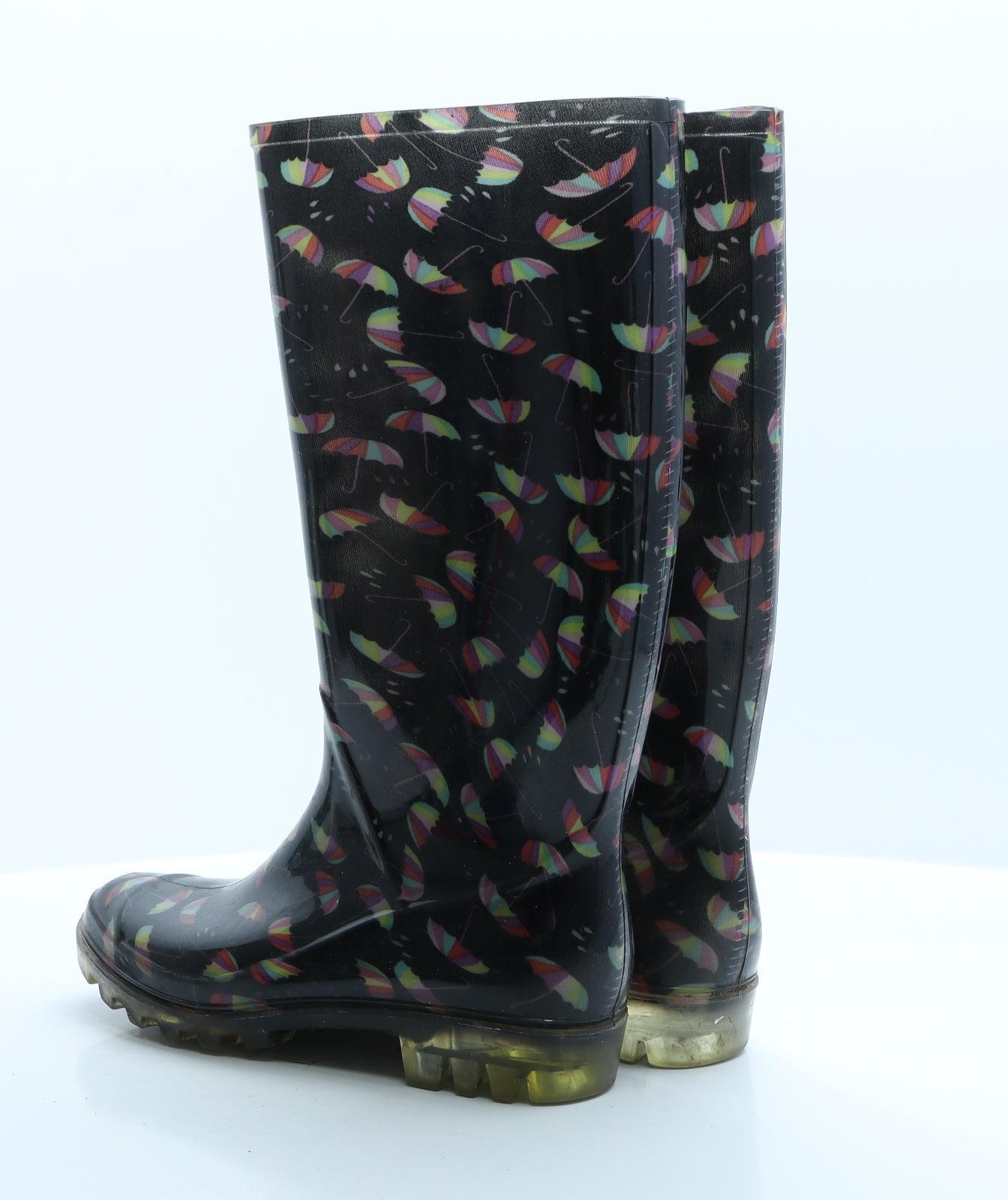 Primark Womens Black Geometric Rubber Wellies Boot 5 EUR 38  - Umberellas
