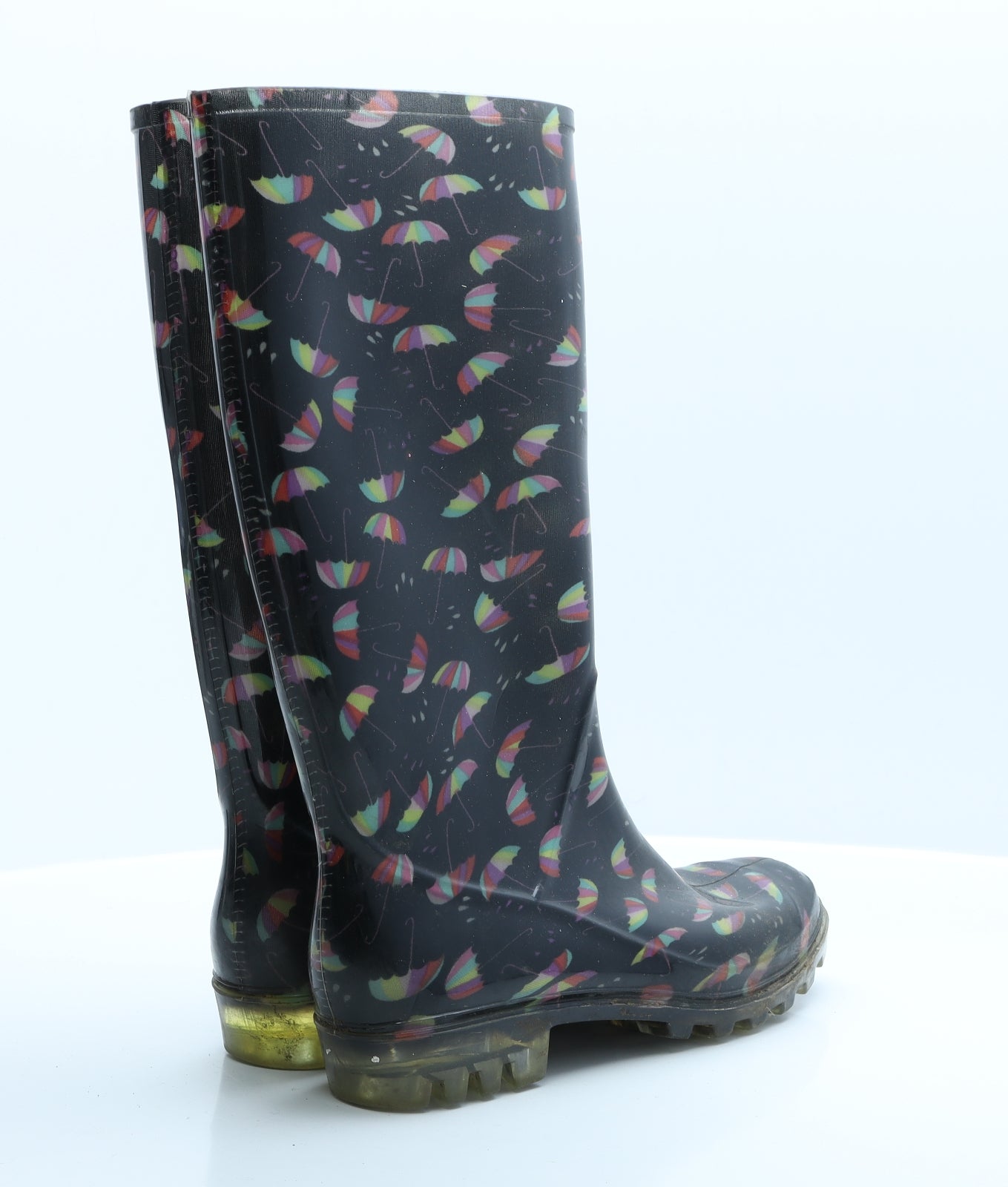 Primark Womens Black Geometric Rubber Wellies Boot 5 EUR 38  - Umberellas