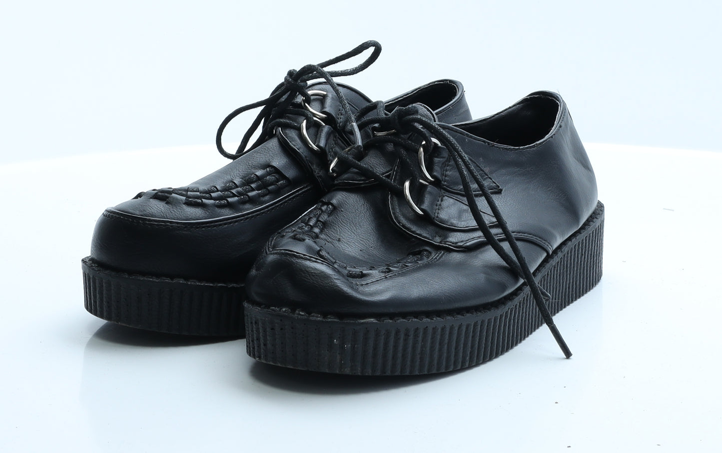 Spot On Womens Black  Polyester Oxford Casual 5 38