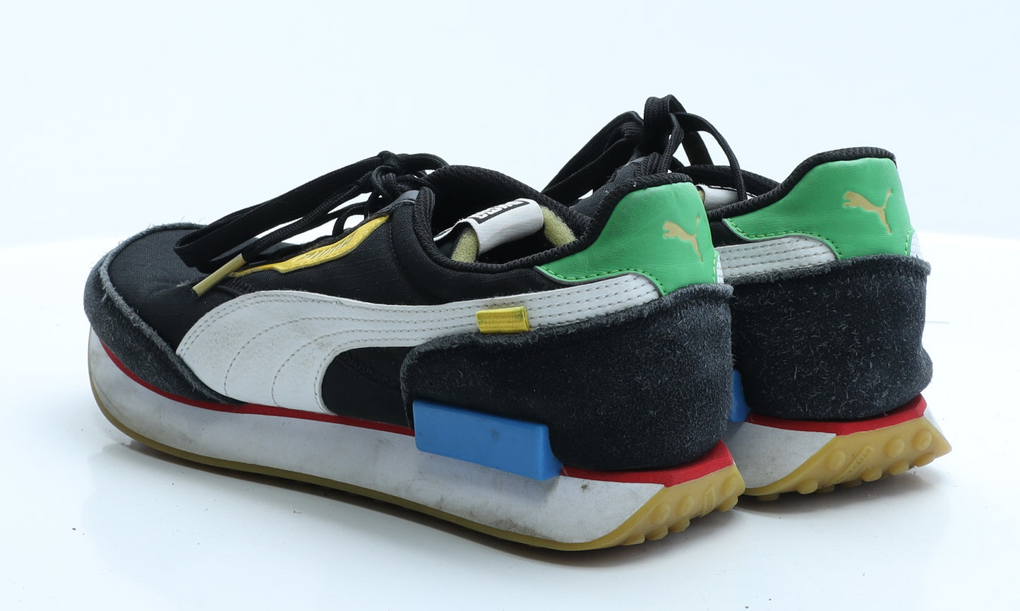 PUMA Mens Black Geometric Polyester Trainer  8 EUR 42