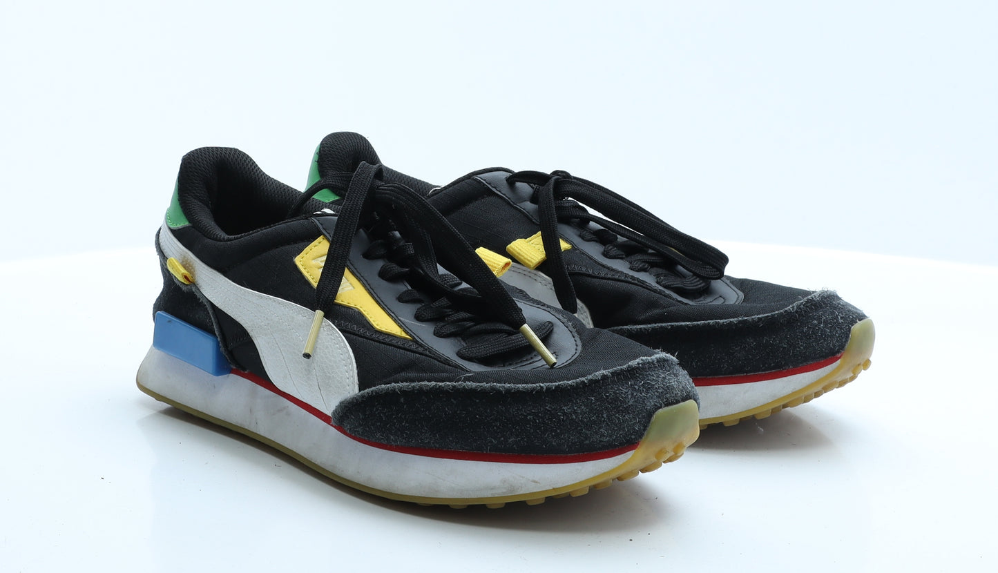 PUMA Mens Black Geometric Polyester Trainer  8 EUR 42