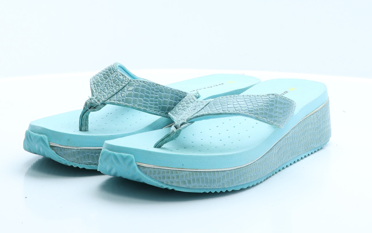 Dunlop Womens Blue Animal Print Polyester Flip-Flop Slipper 6 39