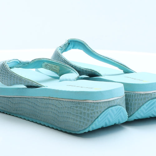 Dunlop Womens Blue Animal Print Polyester Flip-Flop Slipper 6 39