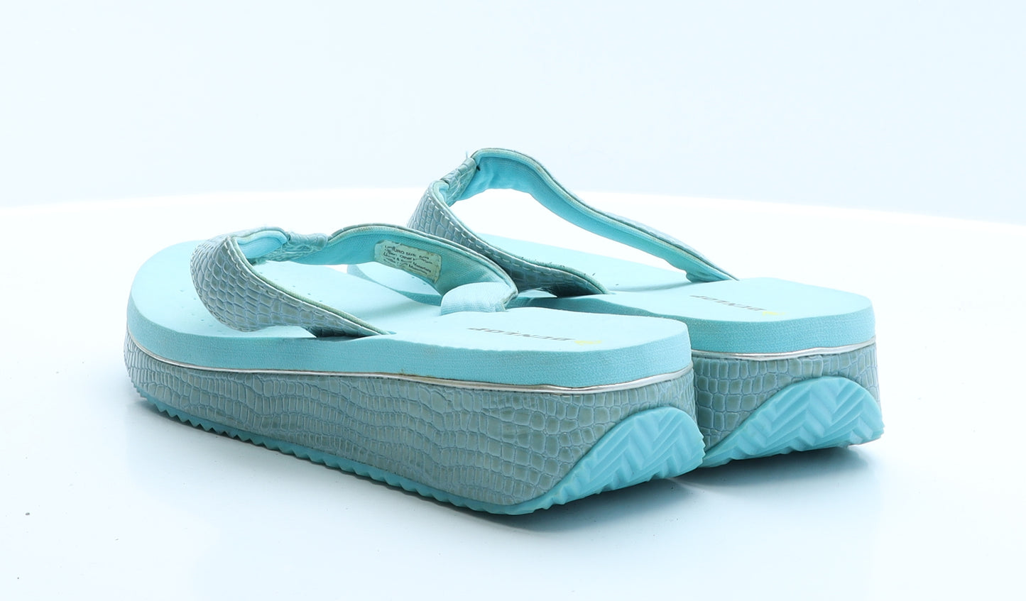 Dunlop Womens Blue Animal Print Polyester Flip-Flop Slipper 6 39