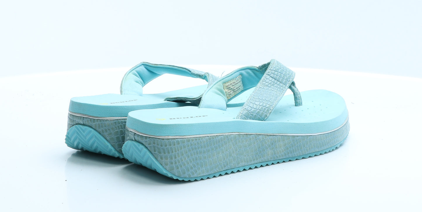 Dunlop Womens Blue Animal Print Polyester Flip-Flop Slipper 6 39