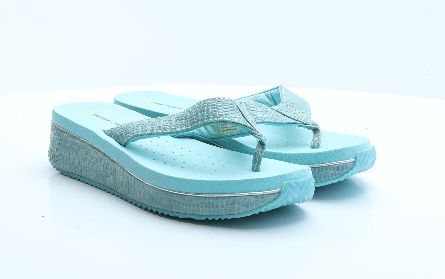 Dunlop Womens Blue Animal Print Polyester Flip-Flop Slipper 6 39