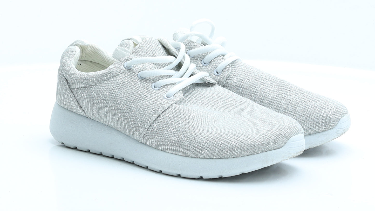 Peacocks Womens Silver  Polyester Trainer Flat 6 39