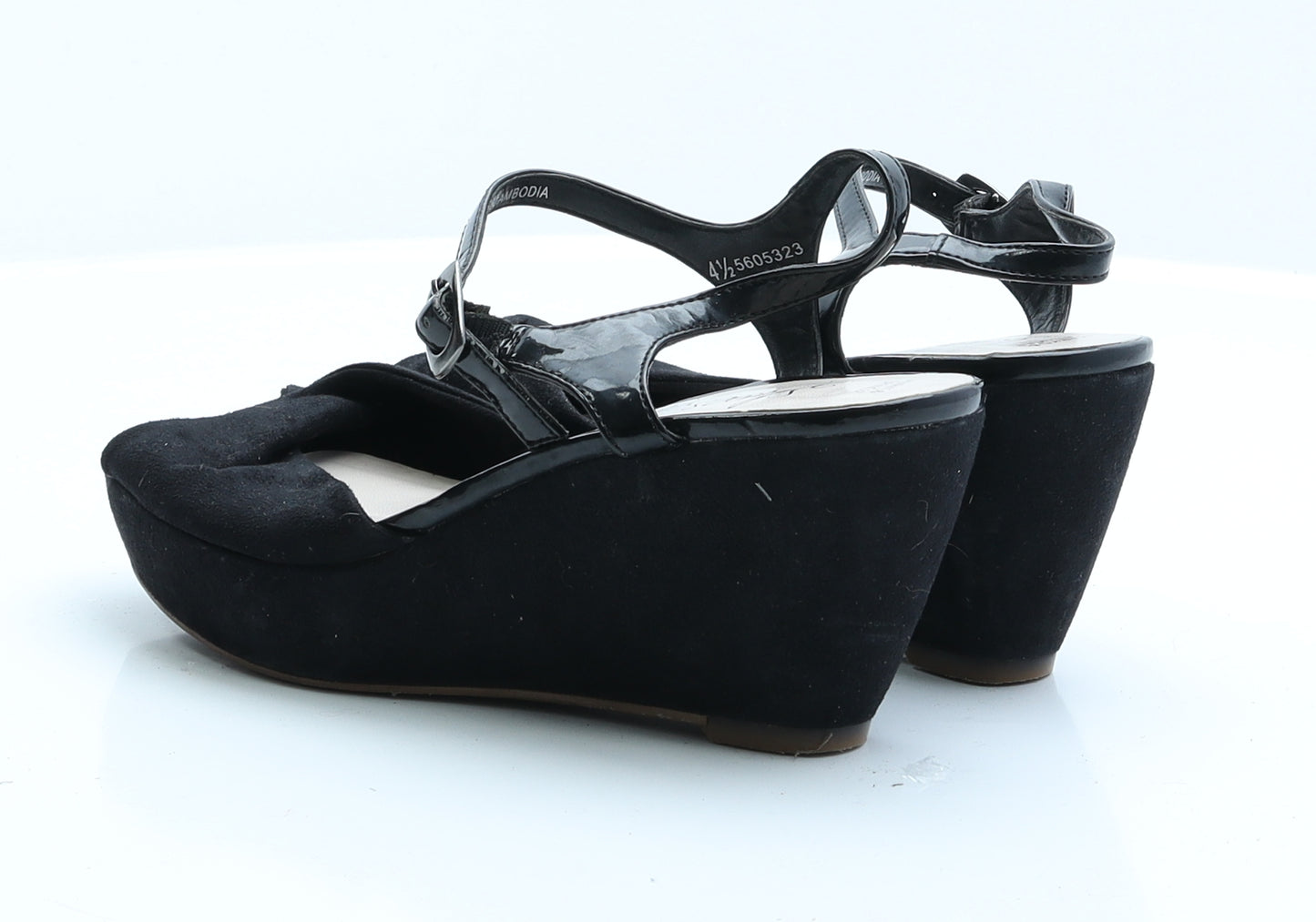 Marks and Spencer Womens Black  Suede Platform Heel 4.5 EUR 37.5