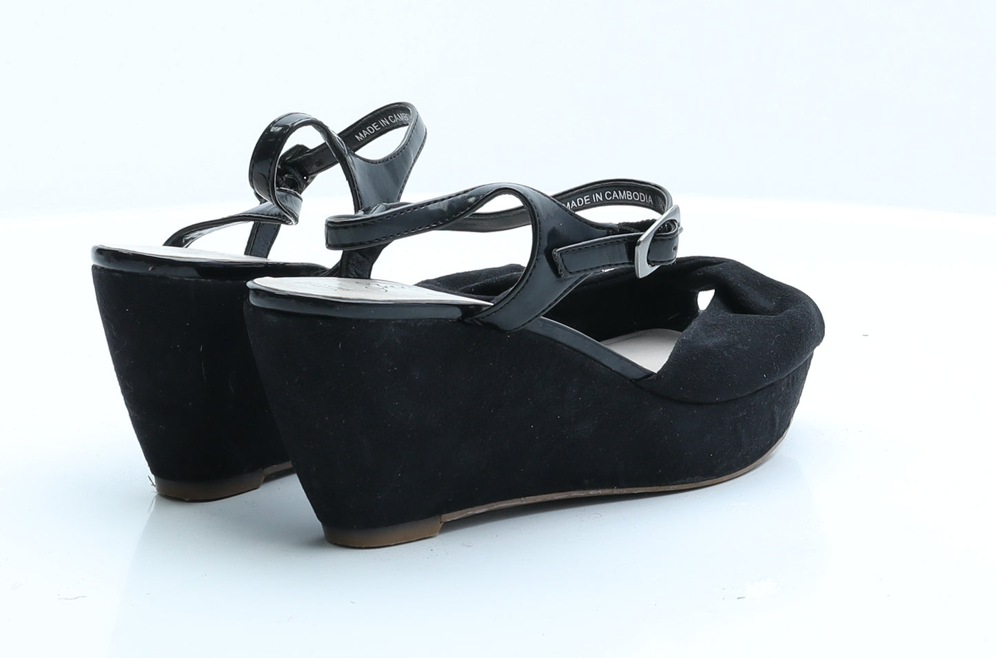 Marks and Spencer Womens Black  Suede Platform Heel 4.5 EUR 37.5