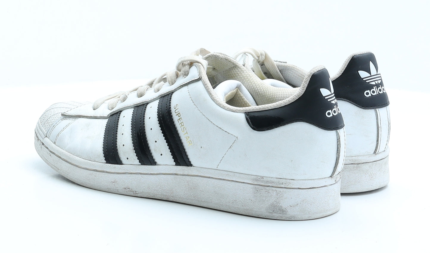 adidas Mens White Striped Polyester Trainer  9 EUR 43