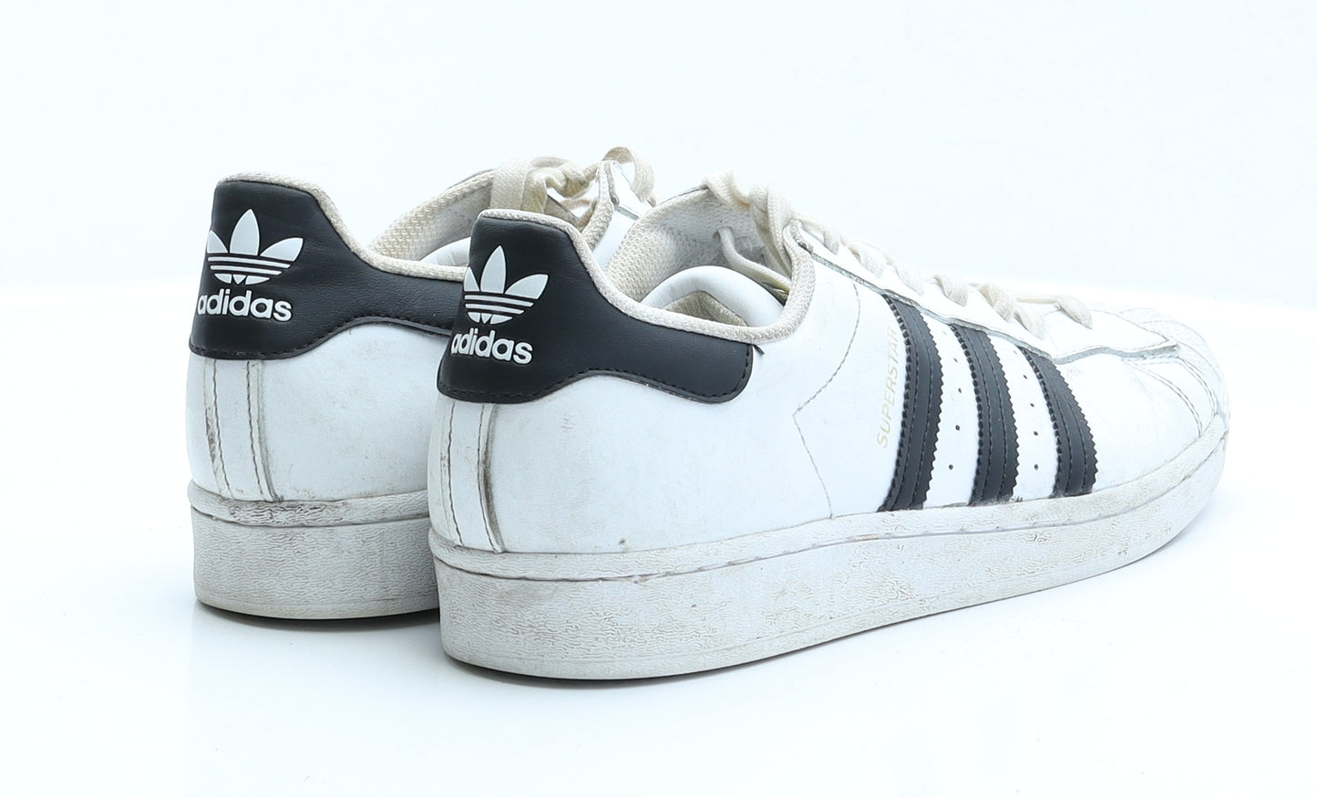 adidas Mens White Striped Polyester Trainer  9 EUR 43