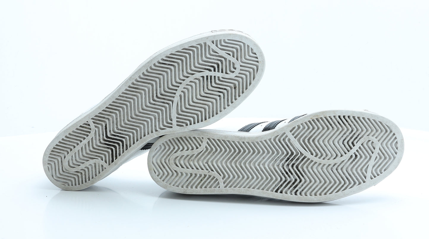 adidas Mens White Striped Polyester Trainer  9 EUR 43