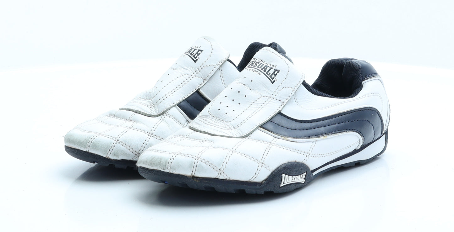 Lonsdale Boys White  Faux Leather Trainer  3 EUR 35