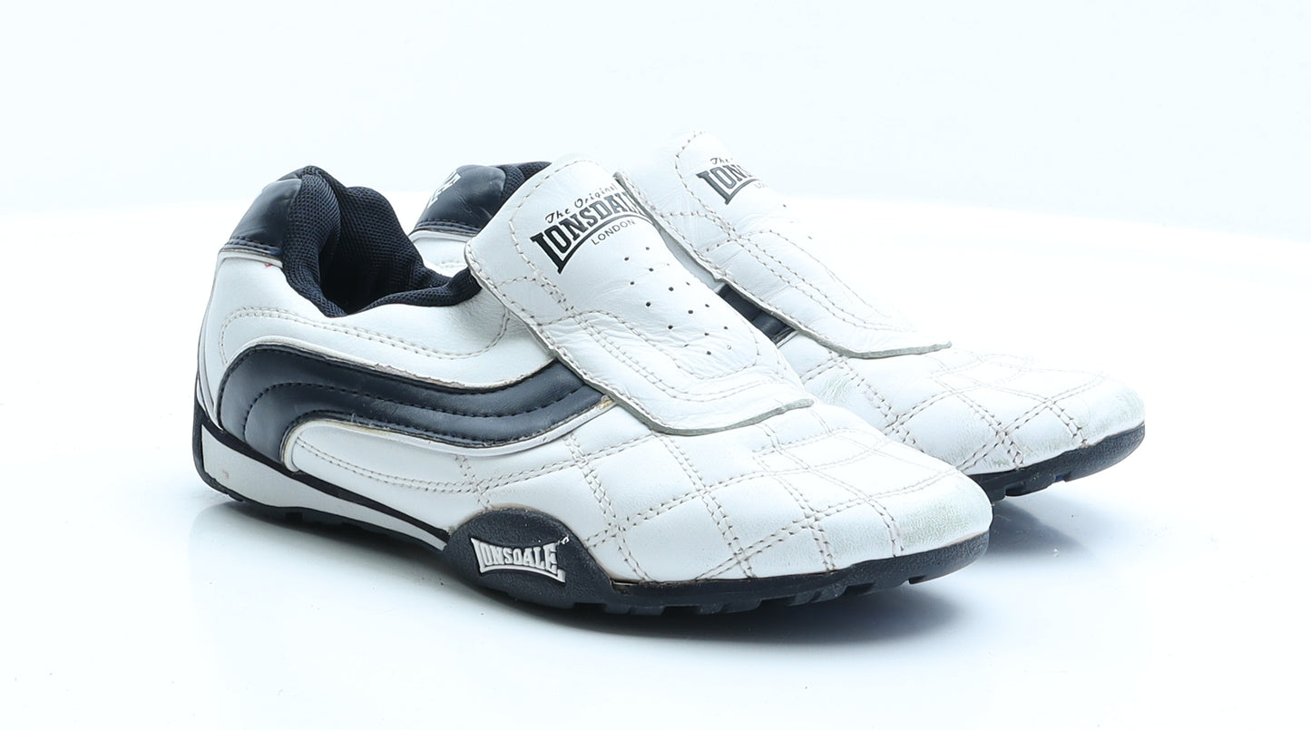 Lonsdale Boys White  Faux Leather Trainer  3 EUR 35
