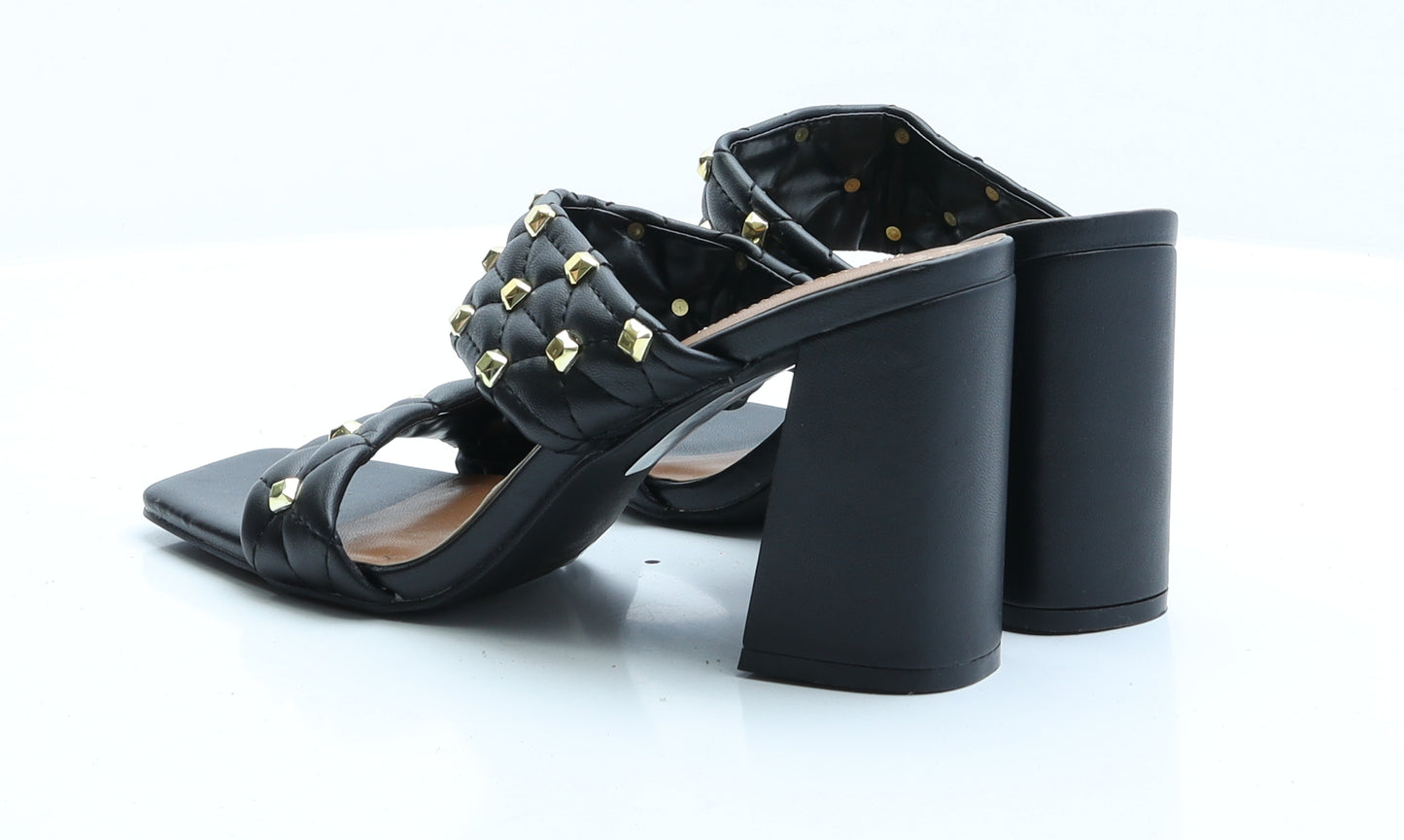 Primark Womens Black  Faux Leather Mule Heel 7 EUR 40 US 9