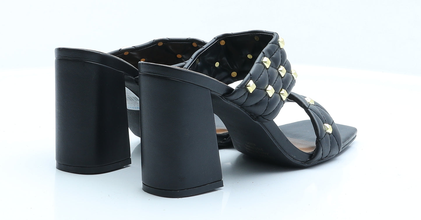 Primark Womens Black  Faux Leather Mule Heel 7 EUR 40 US 9