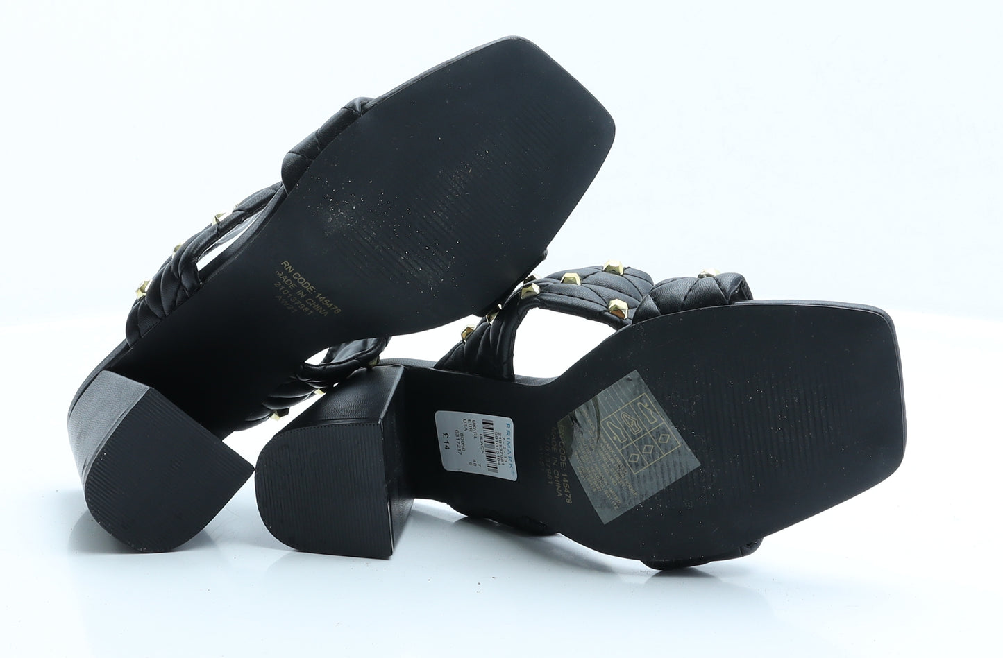 Primark Womens Black  Faux Leather Mule Heel 7 EUR 40 US 9