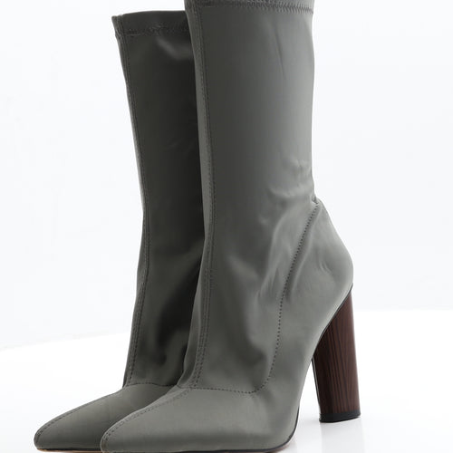 Preworn Womens Grey  Polyester Bootie Boot 5