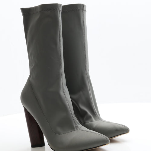 Preworn Womens Grey  Polyester Bootie Boot 5