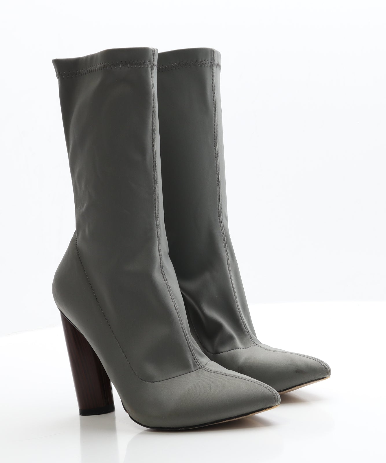 Preworn Womens Grey  Polyester Bootie Boot 5