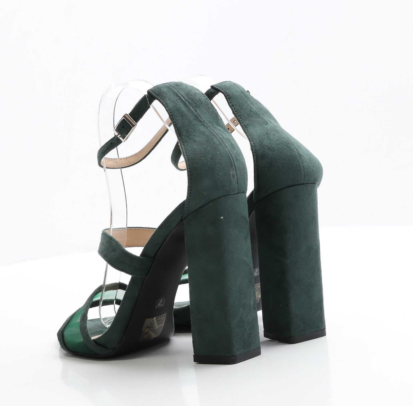 Public Desire Womens Green  Faux Suede Strappy Heel 7