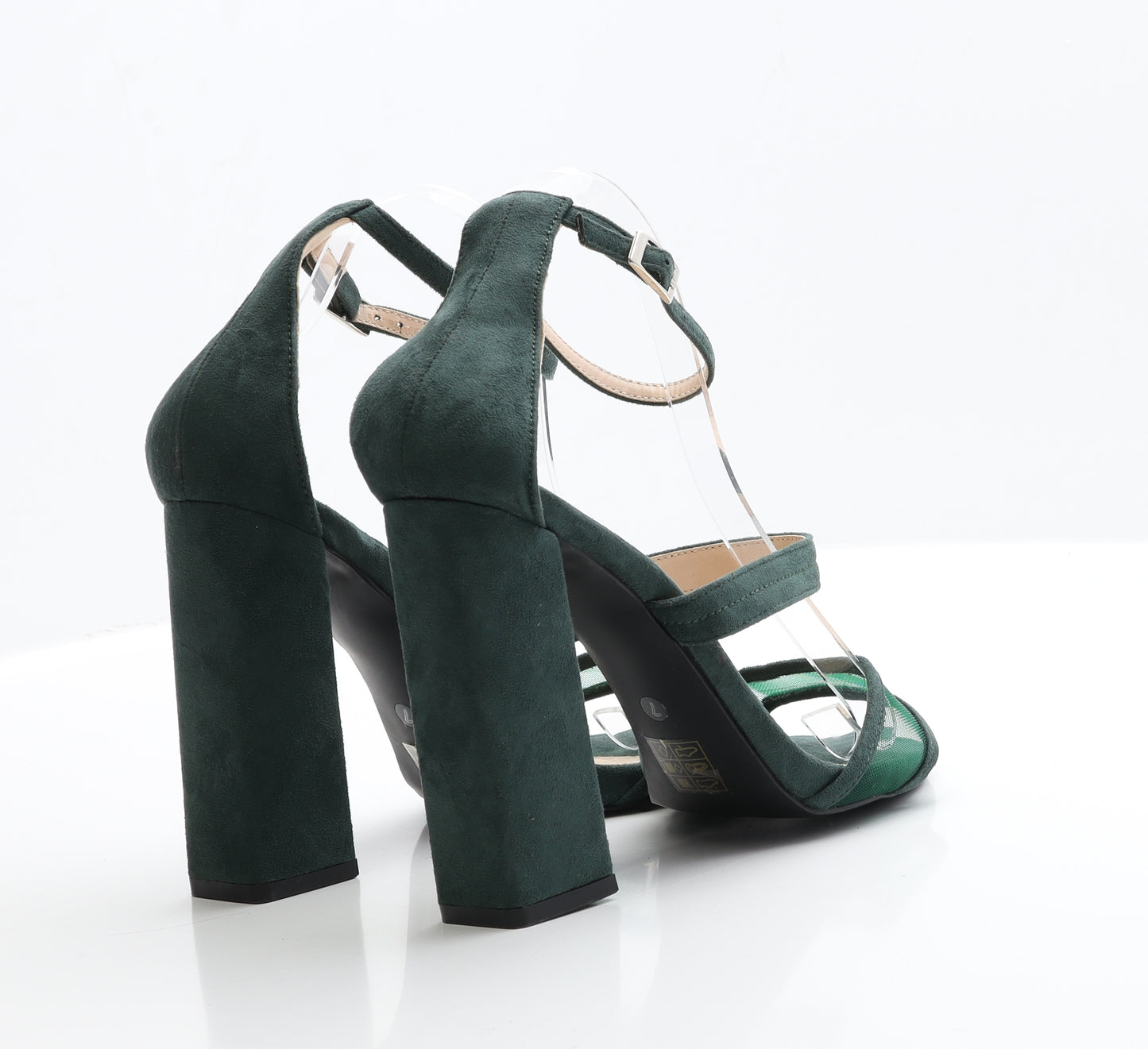 Public Desire Womens Green  Faux Suede Strappy Heel 7