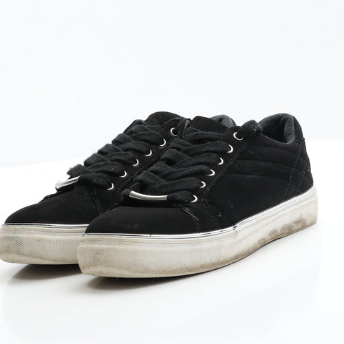 Primark Womens Black  Faux Suede Trainer Flat 3