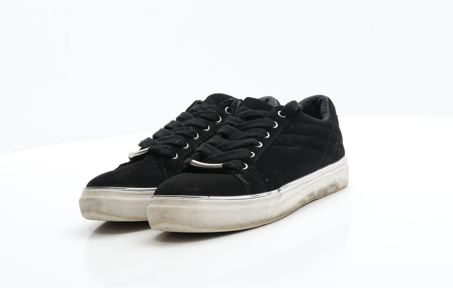 Primark Womens Black  Faux Suede Trainer Flat 3