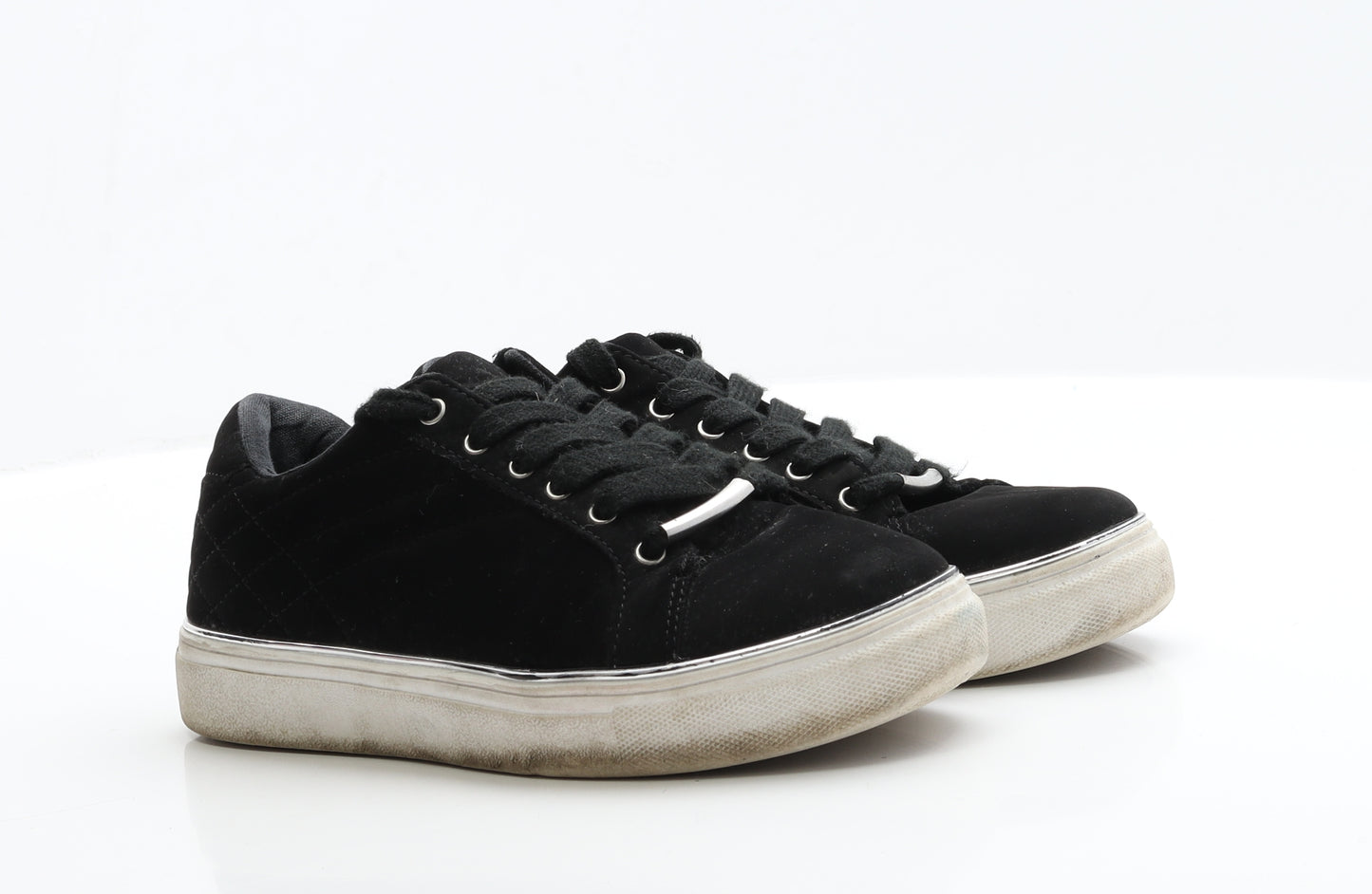 Primark Womens Black  Faux Suede Trainer Flat 3