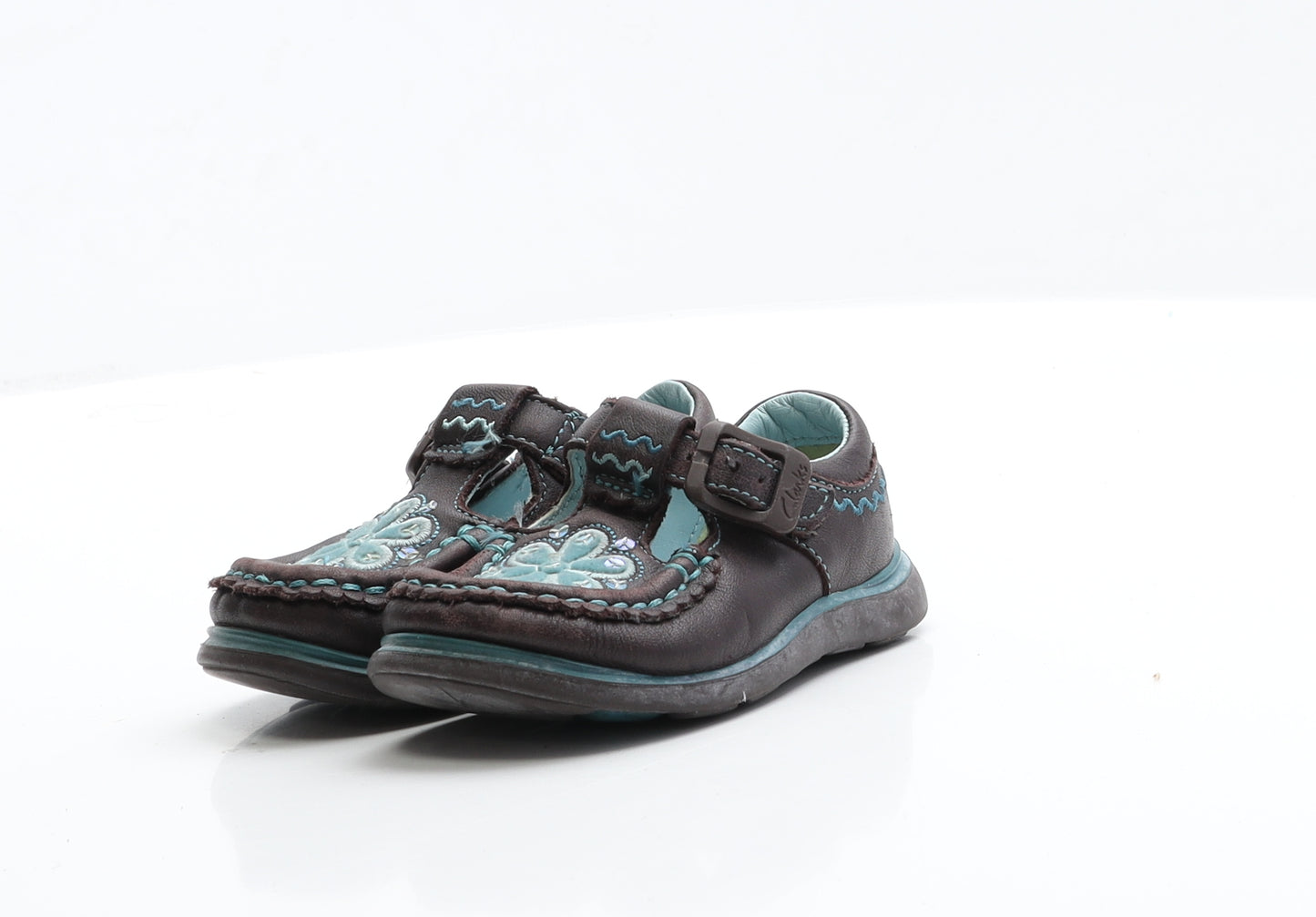 Clarks Girls Brown  Faux Leather Flat  4