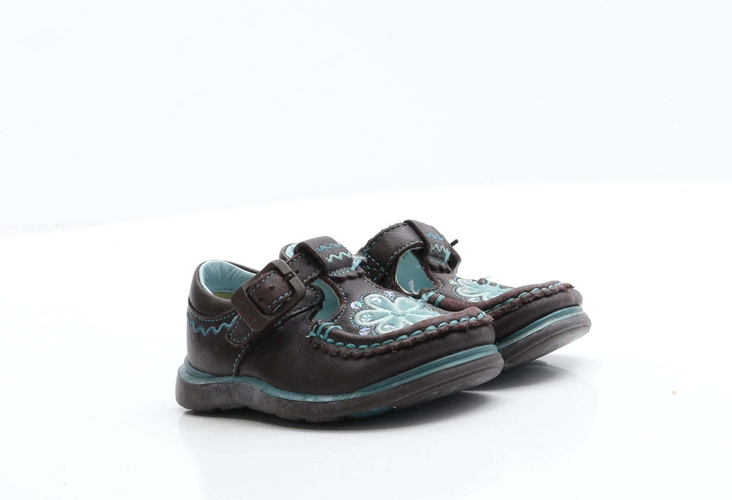 Clarks Girls Brown  Faux Leather Flat  4