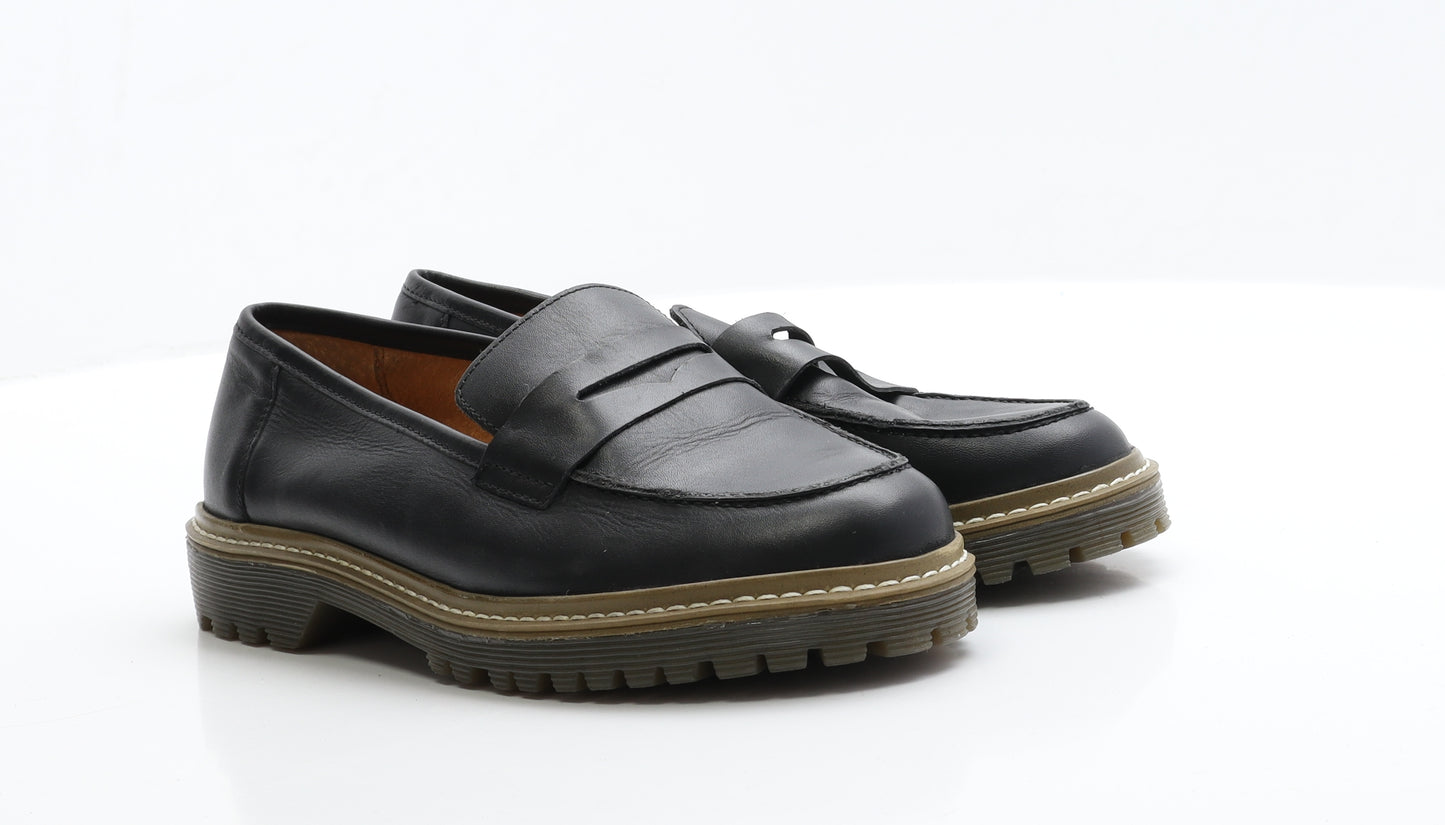 OFFICE Womens Black  Faux Leather Loafer Flat 6 39