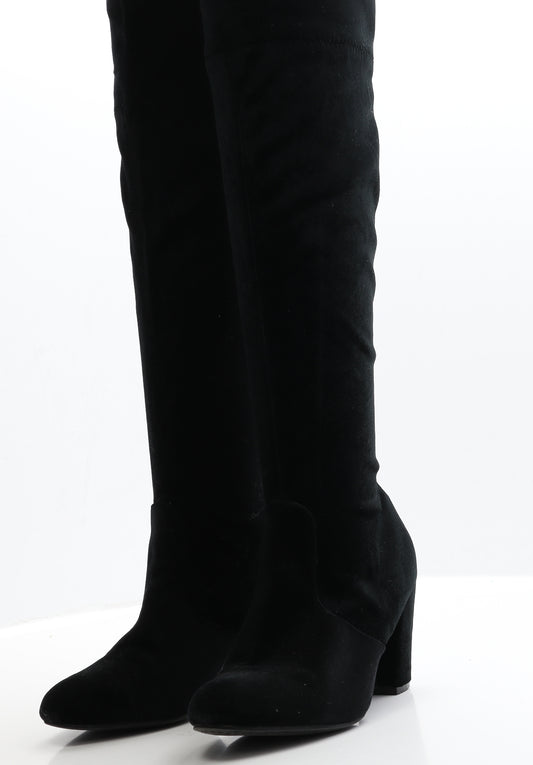 Preworn Womens Black  Faux Suede Slip On Boot 3 EUR 36