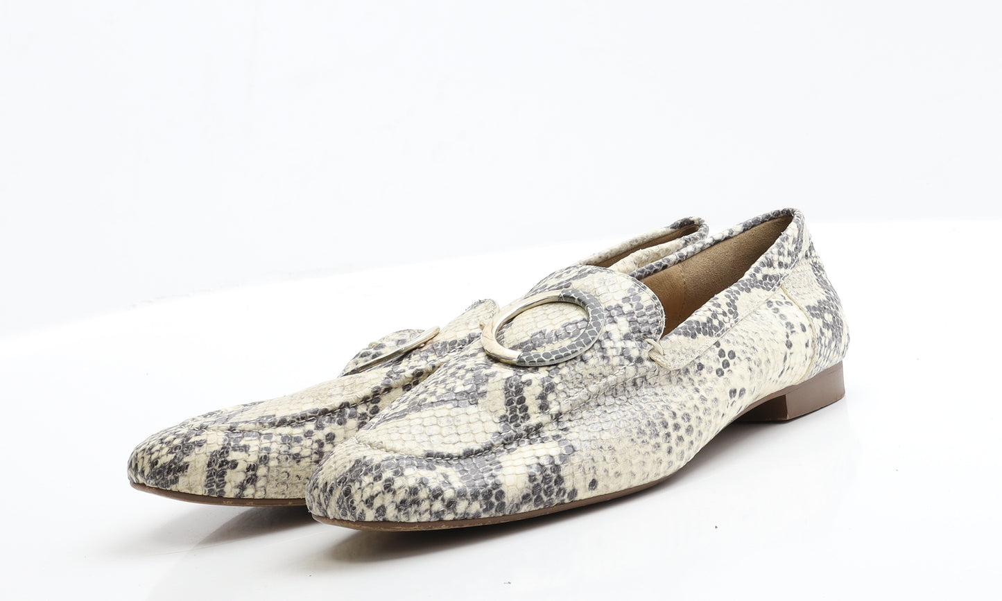 OFFICE Womens Beige Geometric Faux Leather Loafer Flat 8 41