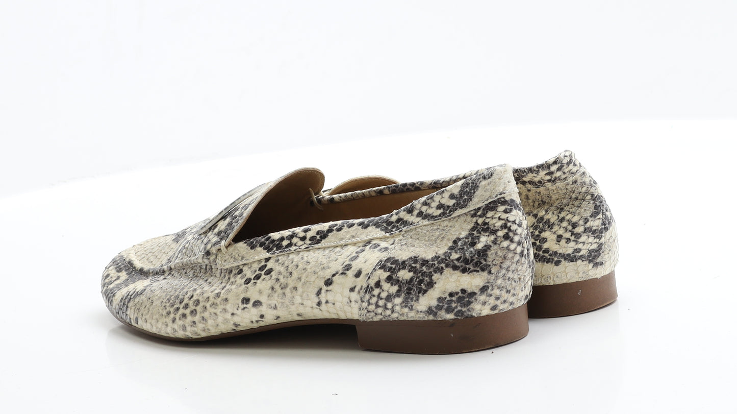 OFFICE Womens Beige Geometric Faux Leather Loafer Flat 8 41