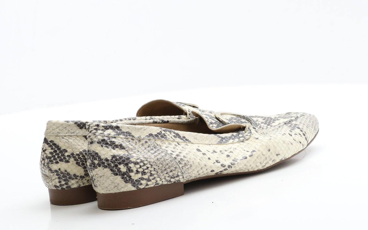 OFFICE Womens Beige Geometric Faux Leather Loafer Flat 8 41