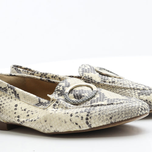 OFFICE Womens Beige Geometric Faux Leather Loafer Flat 8 41