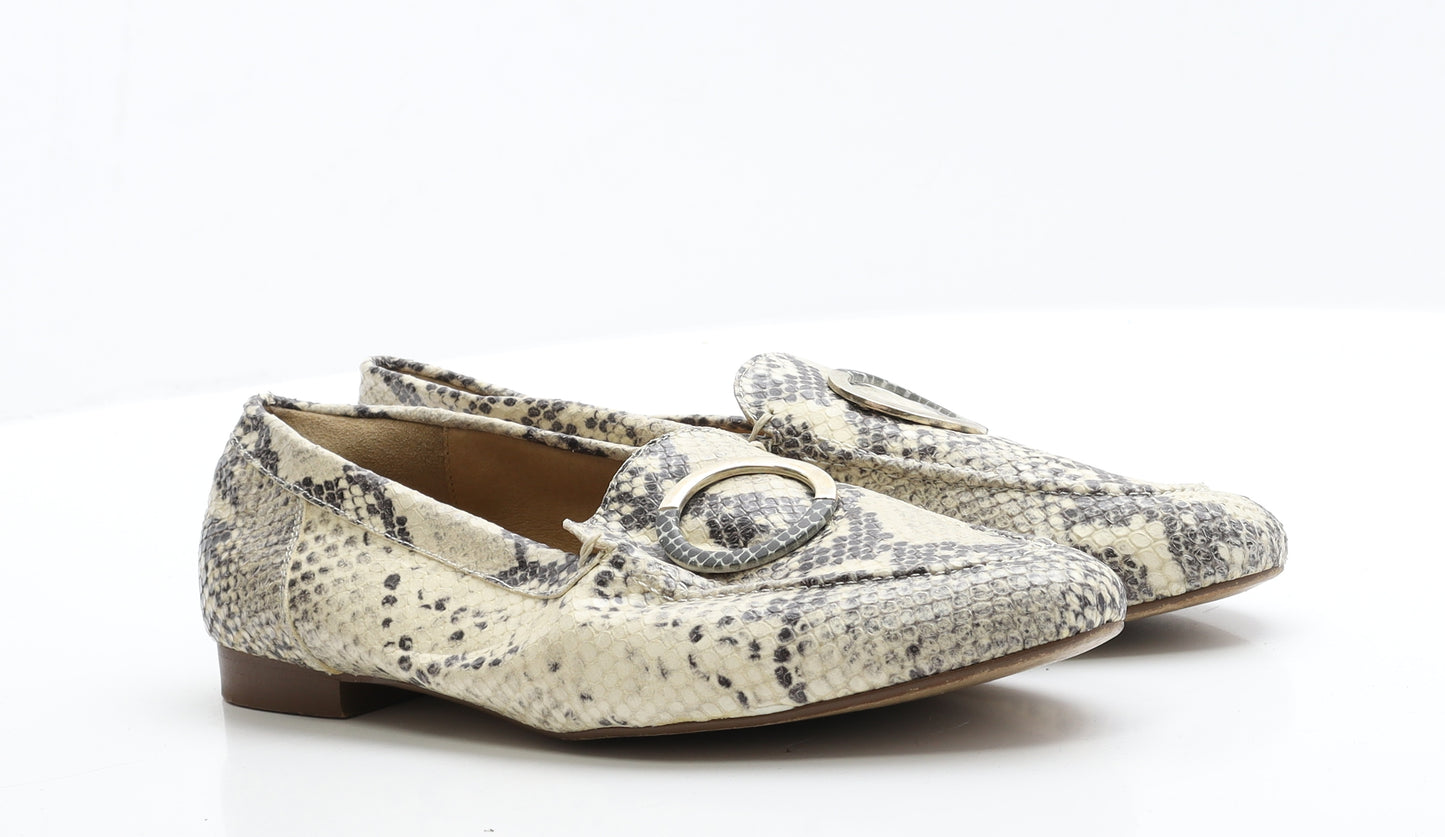 OFFICE Womens Beige Geometric Faux Leather Loafer Flat 8 41