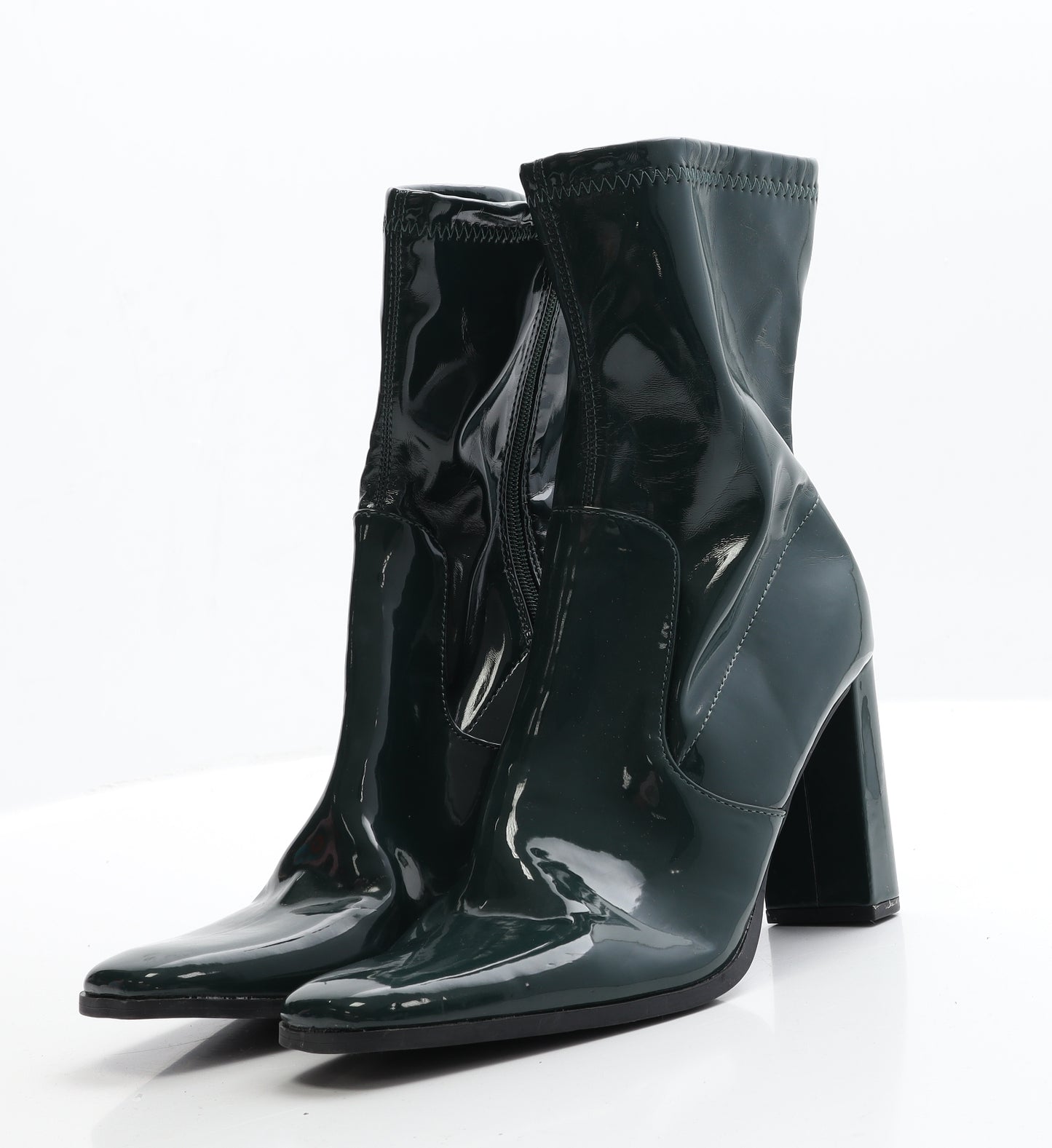 Primark Womens Green  Patent Leather Bootie Boot 7 EUR 40