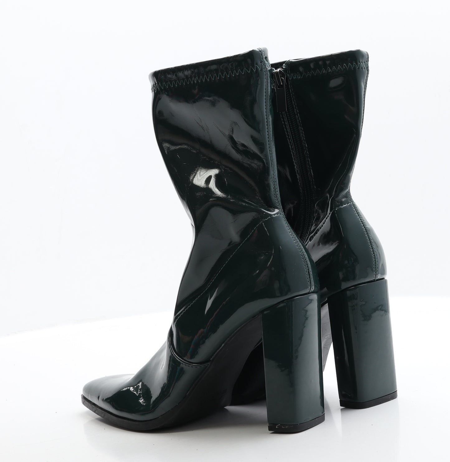 Primark Womens Green  Patent Leather Bootie Boot 7 EUR 40