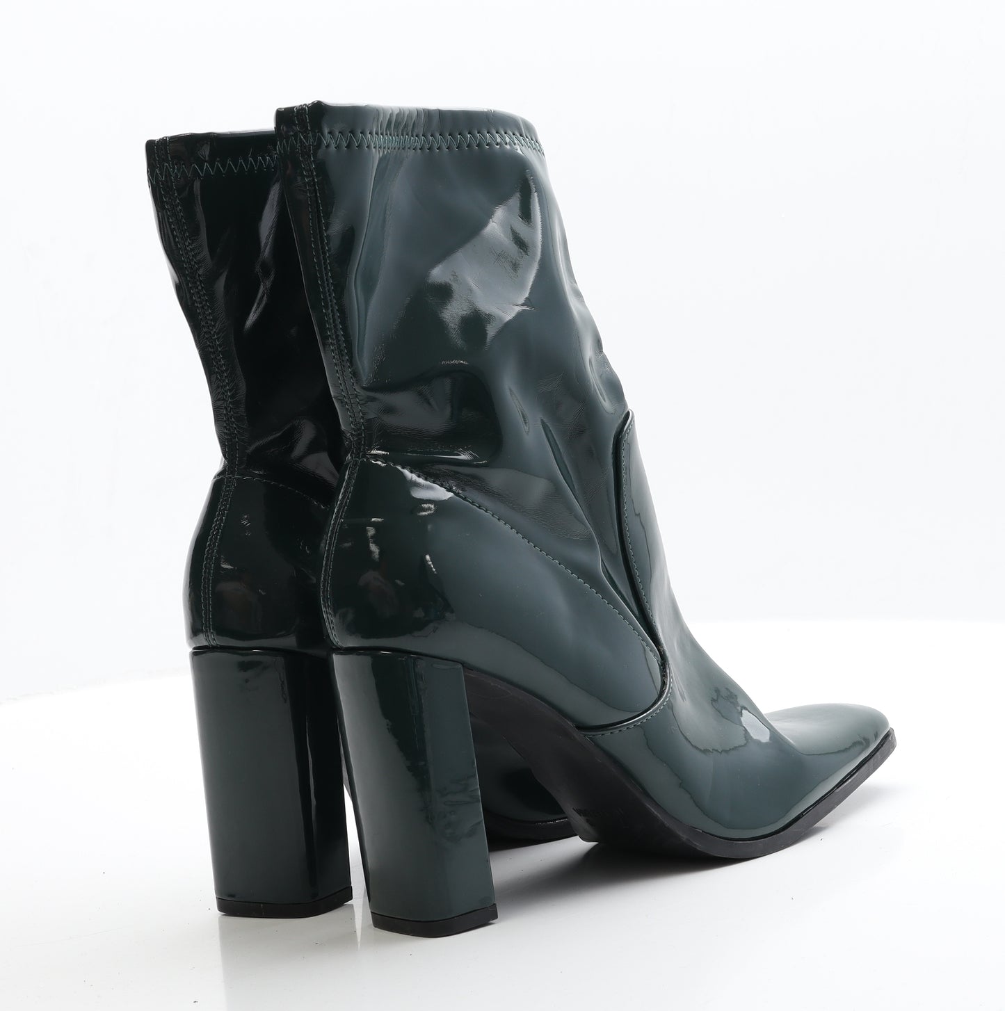 Primark Womens Green  Patent Leather Bootie Boot 7 EUR 40