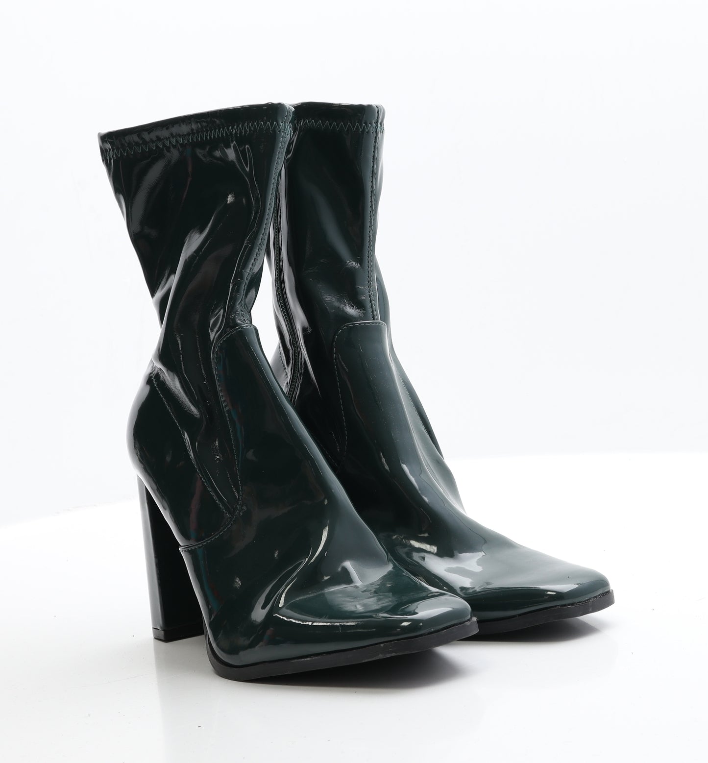 Primark Womens Green  Patent Leather Bootie Boot 7 EUR 40
