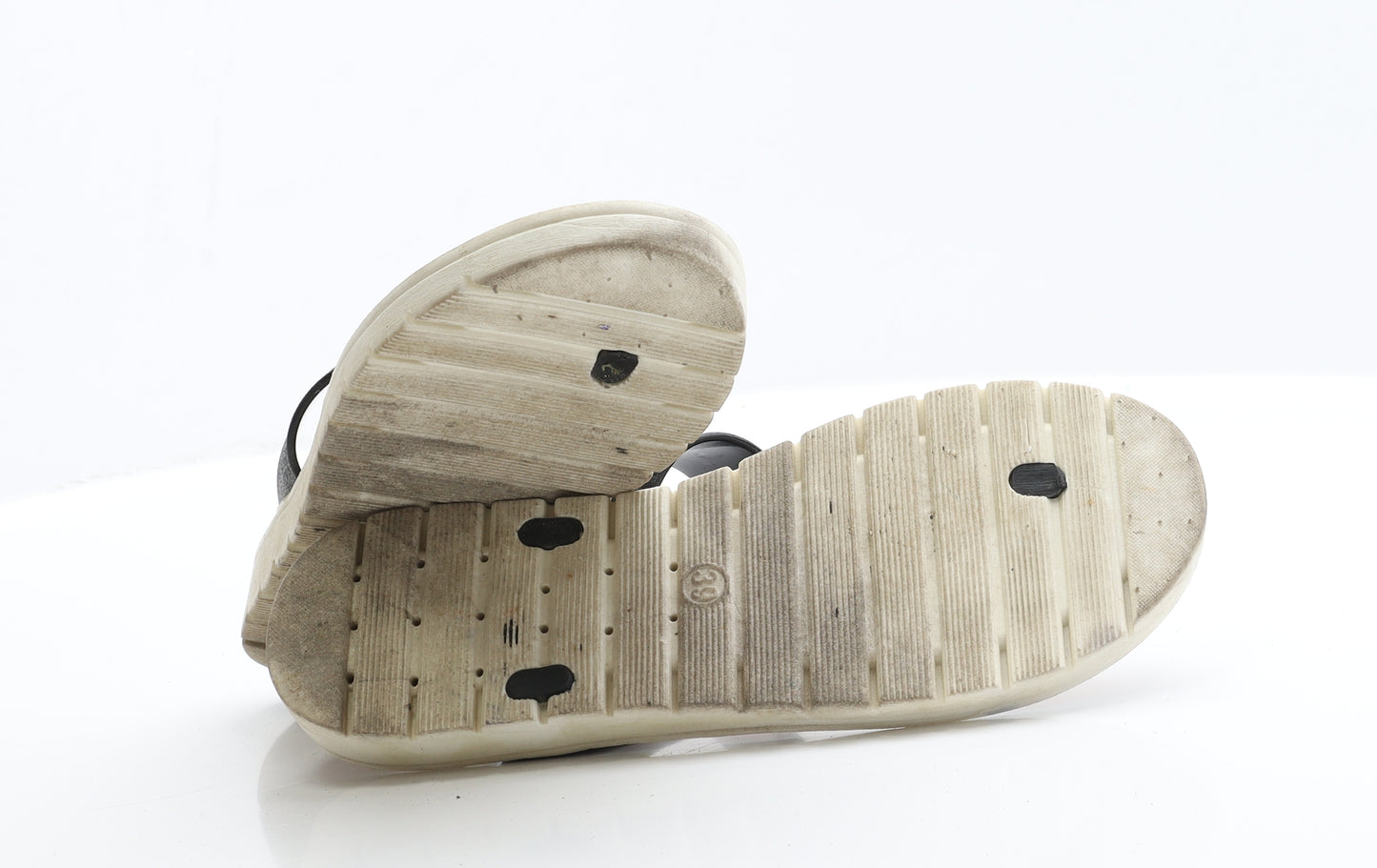 Preworn Womens Black  Polyester Thong Sandal 6 39