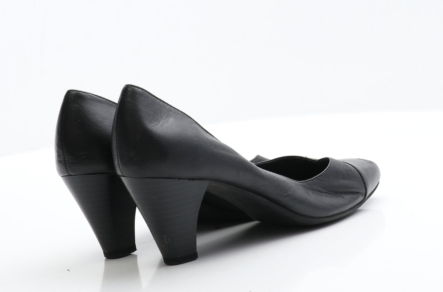 George Womens Black  Leather Court Heel 5 EUR 38