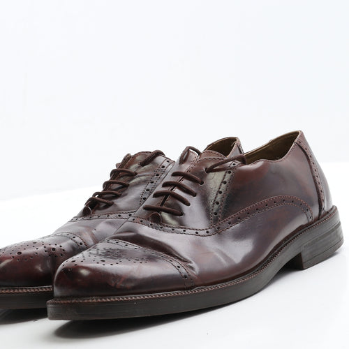 Malvern Mens Brown  Faux Leather Brogue Dress 8