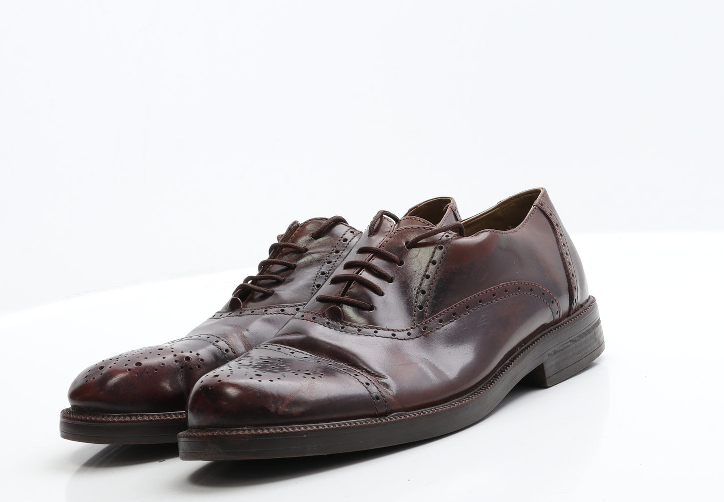 Malvern Mens Brown  Faux Leather Brogue Dress 8