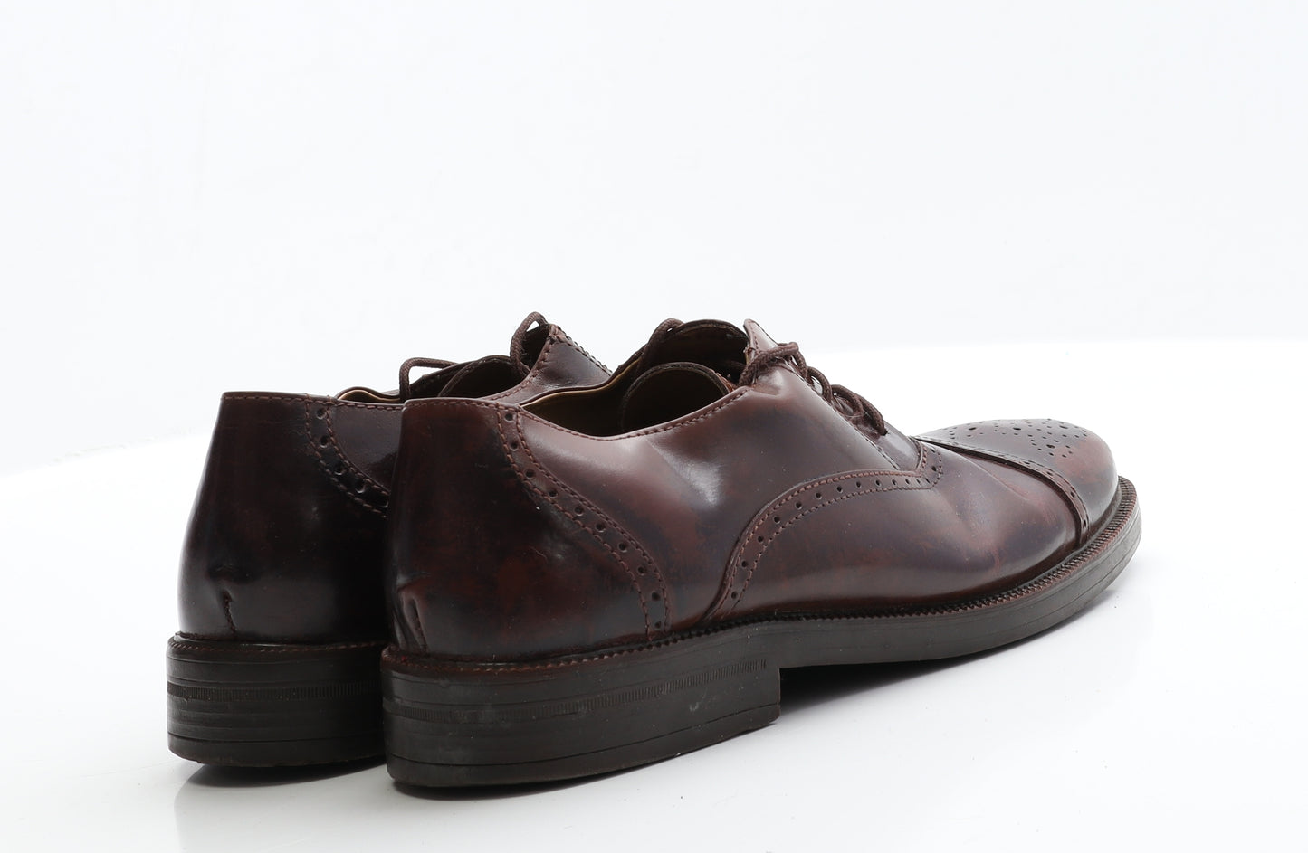 Malvern Mens Brown  Faux Leather Brogue Dress 8